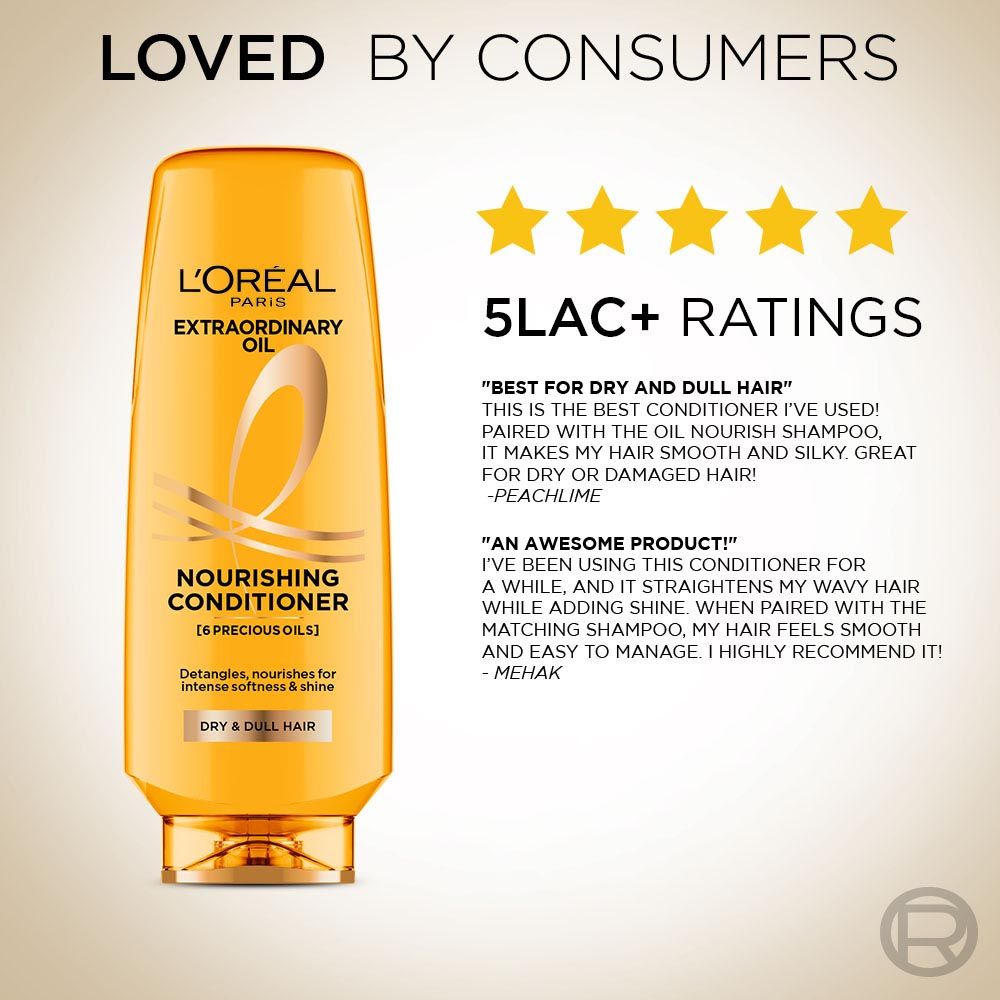 L'Oreal Paris Extraordinary Oil Nourishing Conditioner For Dull & Dry Hair Makes Hair Smooth, 180ml Buy at Indicrest Image 9
