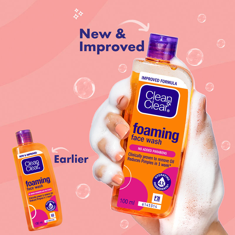 Clean & Clear Foaming Face Wash - Hydrating Cleanser for Oily Skin & Reduces Acne In 7 Days, 100ml Buy at Indicrest Image 2