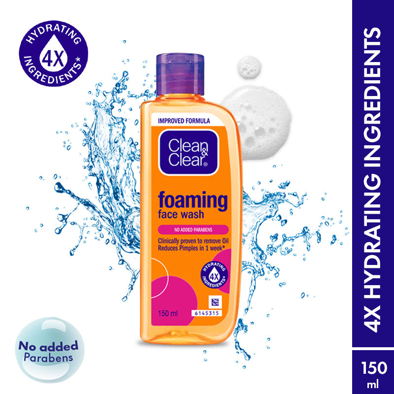 Clean & Clear Foaming Face Wash - Hydrating Cleanser for Oily Skin & Reduces Acne In 7 Days, 150ml Buy at Indicrest