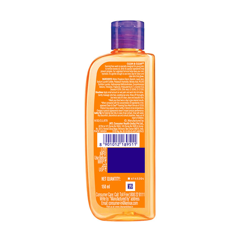 Clean & Clear Foaming Face Wash - Hydrating Cleanser for Oily Skin & Reduces Acne In 7 Days, 150ml Buy at Indicrest Image 8
