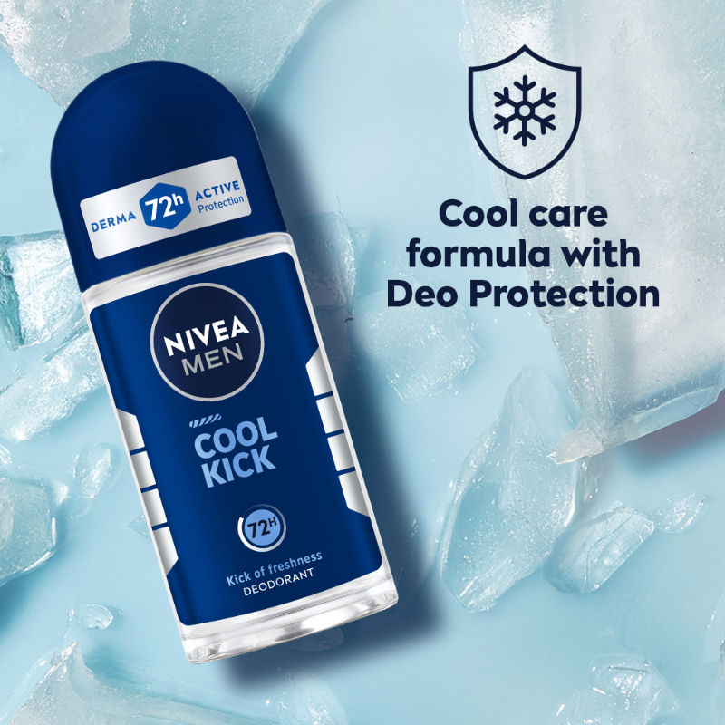 Nivea MEN Deodorant Roll On, Cool Kick, 48h Long lasting Freshness, 50ml Buy at Indicrest Image 2