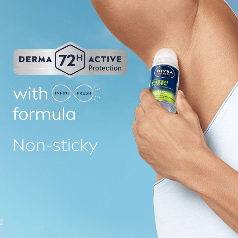 Nivea MEN Deodorant Roll On- Fresh Power- 72h Long lasting Freshness with Fresh Musk Scent, 50ml Buy at Indicrest Image 6