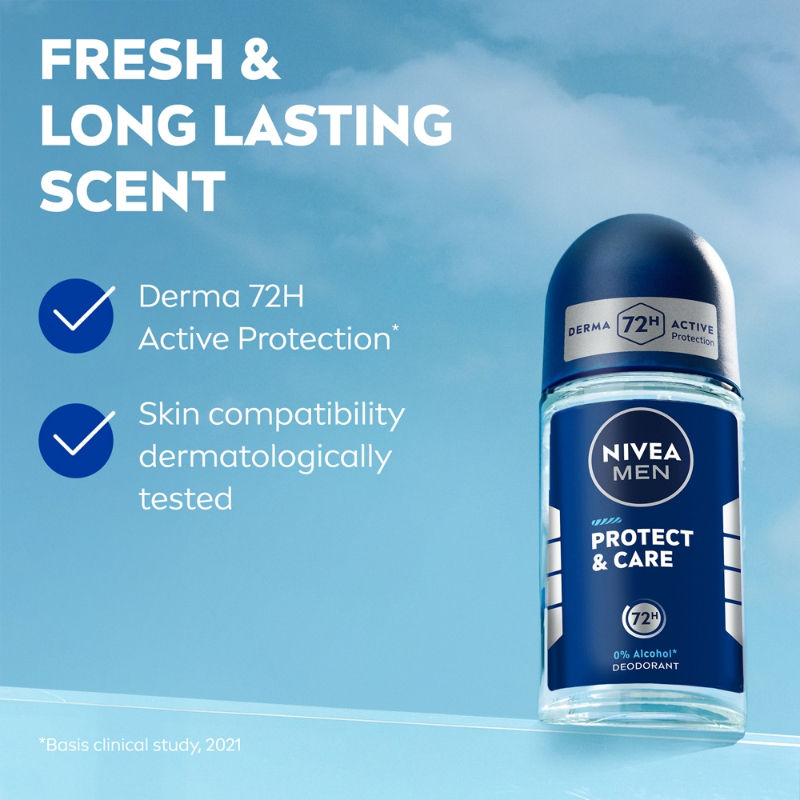 Nivea MEN Deodorant Roll On, Protect & Care, No Skin Irritation & 48h Freshness, 50ml Buy at Indicrest Image 5
