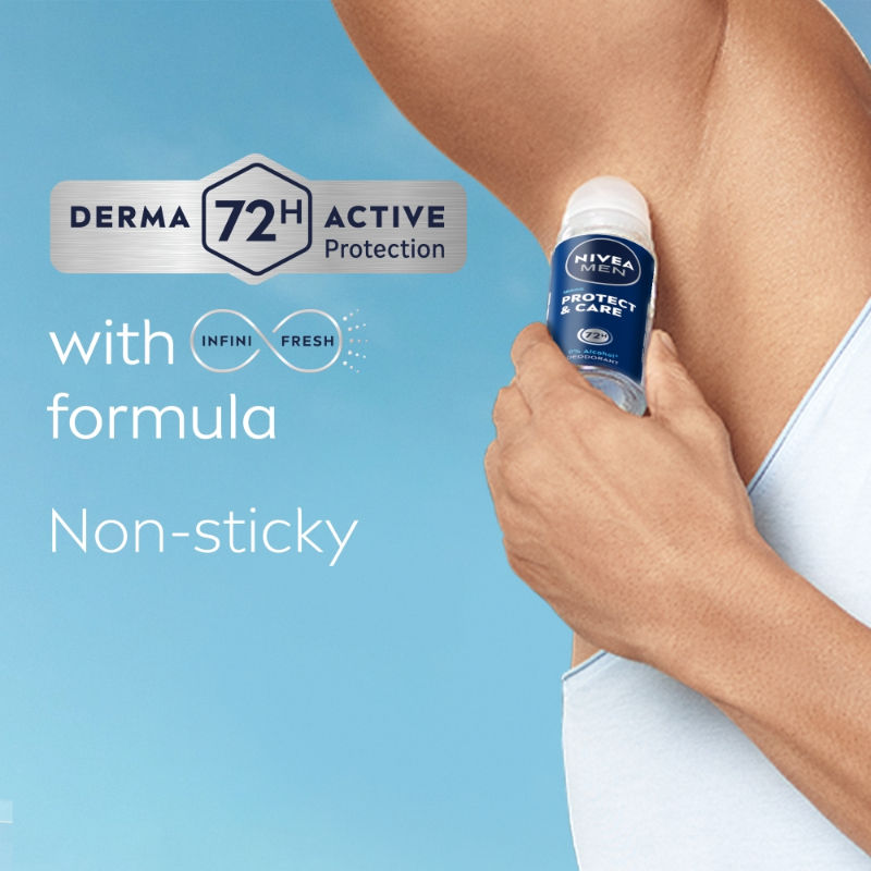 Nivea MEN Deodorant Roll On, Protect & Care, No Skin Irritation & 48h Freshness, 50ml Buy at Indicrest Image 6