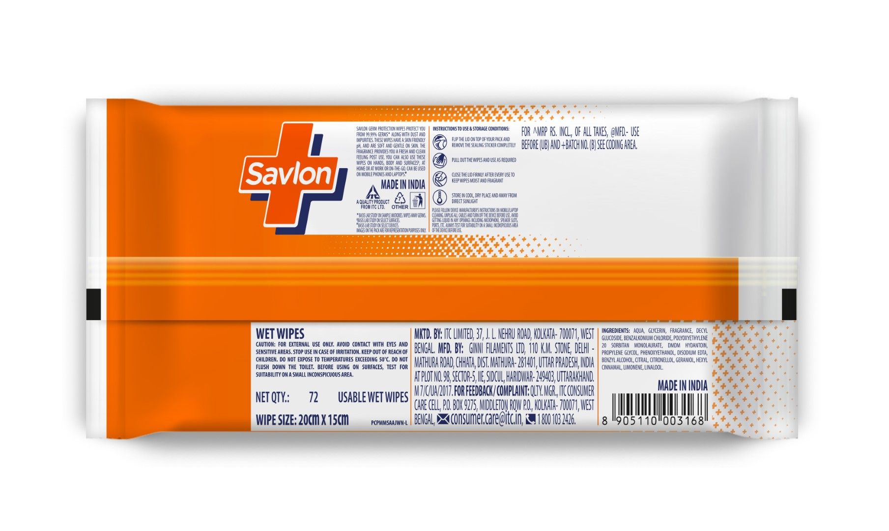 Savlon Germ Protection Multipurpose Thick & Soft Wet Wipes with Fliptop Lid 72 pcs, 72 Wipes Buy at Indicrest Image 9