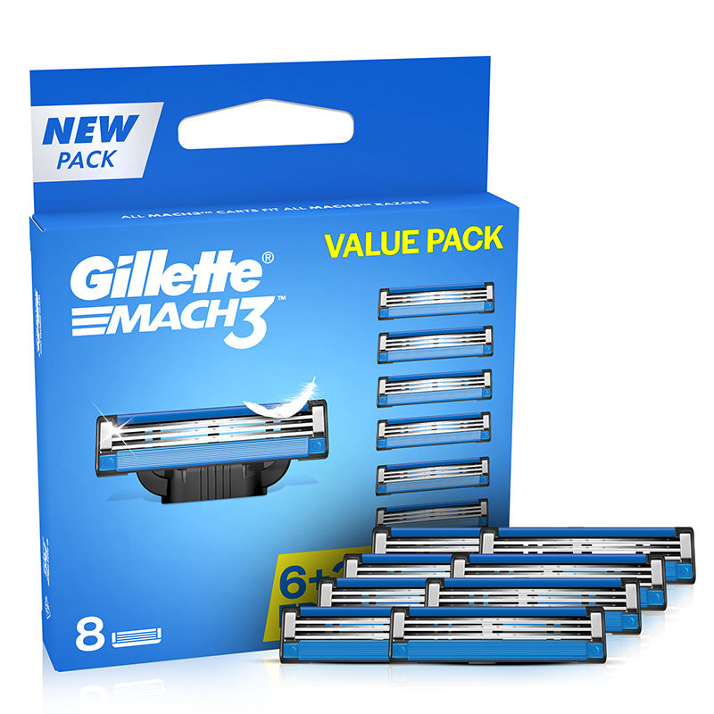 Gillette Mach3 Shaving Blades for men pack of 8 - 6+2 free, 8 Pack Buy at Indicrest Image 2