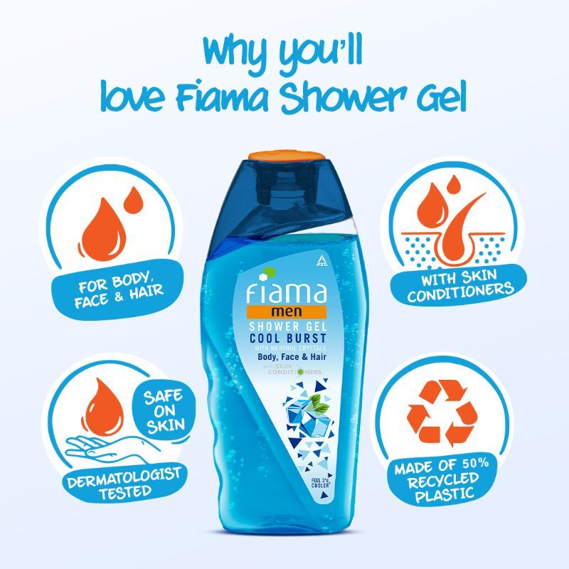 Fiama Men Cool Burst Shower Gel, Body Wash with Menthol Crystals, Skin Conditioners, 250ml Buy at Indicrest Image 6