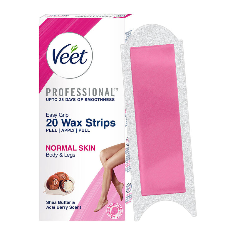 Veet Professional Waxing Strips Kit For Normal Skin, 20 Wax Strips Buy at Indicrest