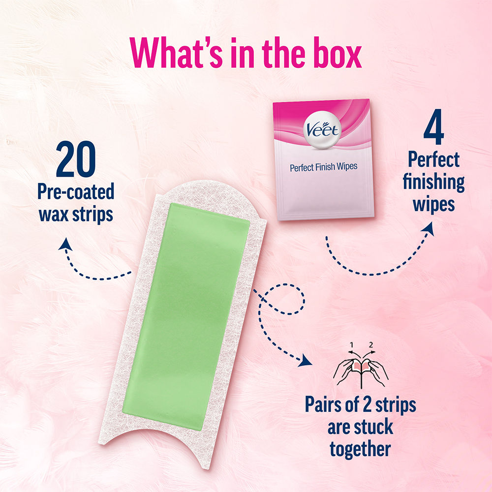 Veet Professional Waxing Strips Kit For Dry Skin, 20 Strips Buy at Indicrest Image 9