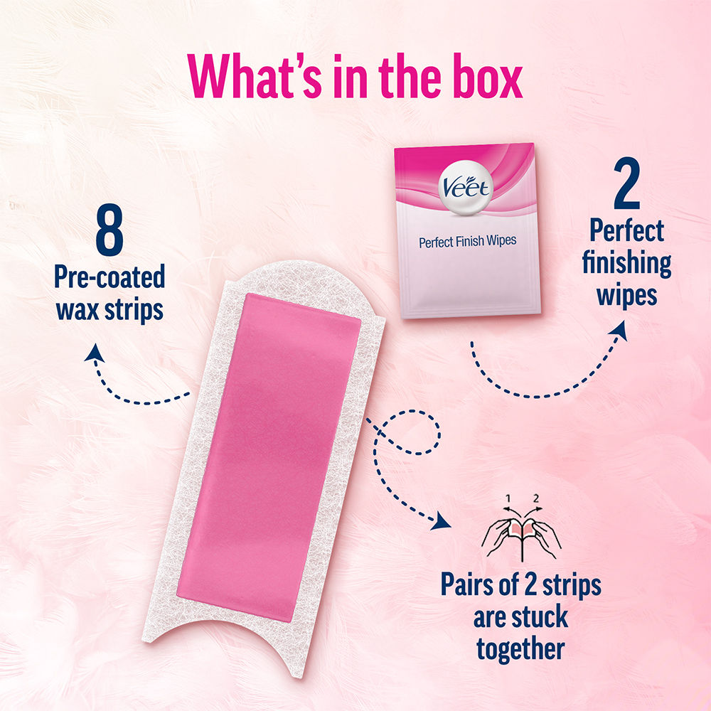 Veet Professional Waxing Strips Kit For Normal Skin, 8 Wax Strips Buy at Indicrest Image 9