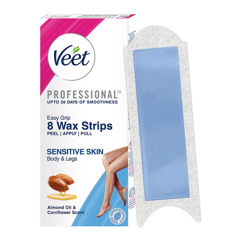 Veet Professional Waxing Strips Kit For Sensitive Skin, 8 Strips Buy at Indicrest