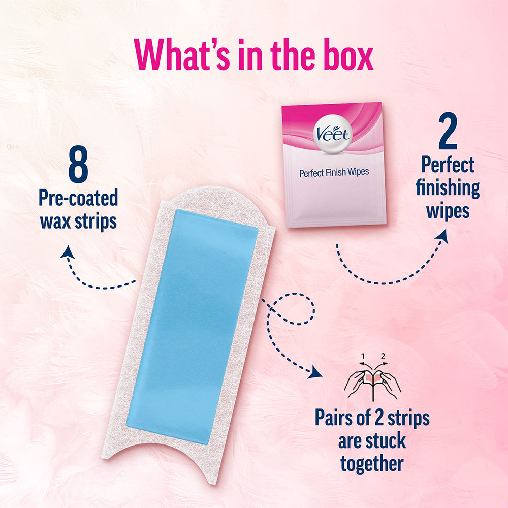 Veet Professional Waxing Strips Kit For Sensitive Skin, 8 Strips Buy at Indicrest Image 9