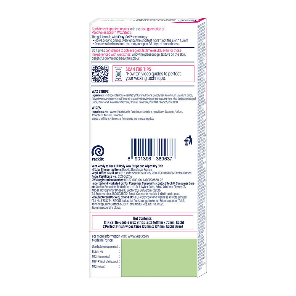 Veet Professional Waxing Strips Kit For Dry Skin, 8 pieces Buy at Indicrest Image 3
