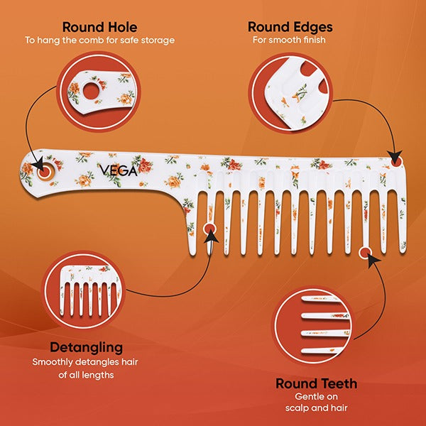 Vega Floral Shampoo comb (Large) - DC-1268H