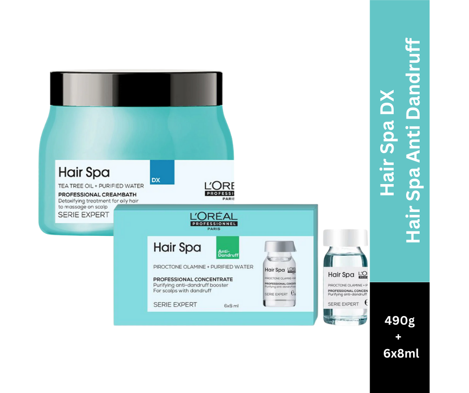 L'Oreal Professionnel Hair Spa DX Creambath 490g | Hair Spa Purifying Concentrate Anti-dandruff 6x8ml – Combo