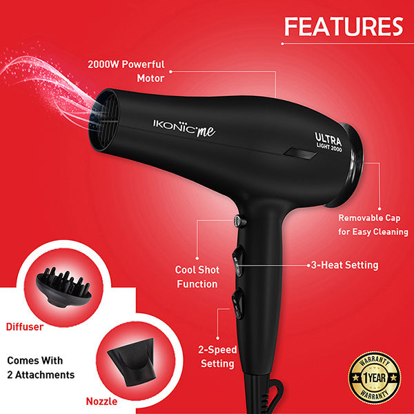 Ikonic Me- Ultralight 2000 Hair Dryer