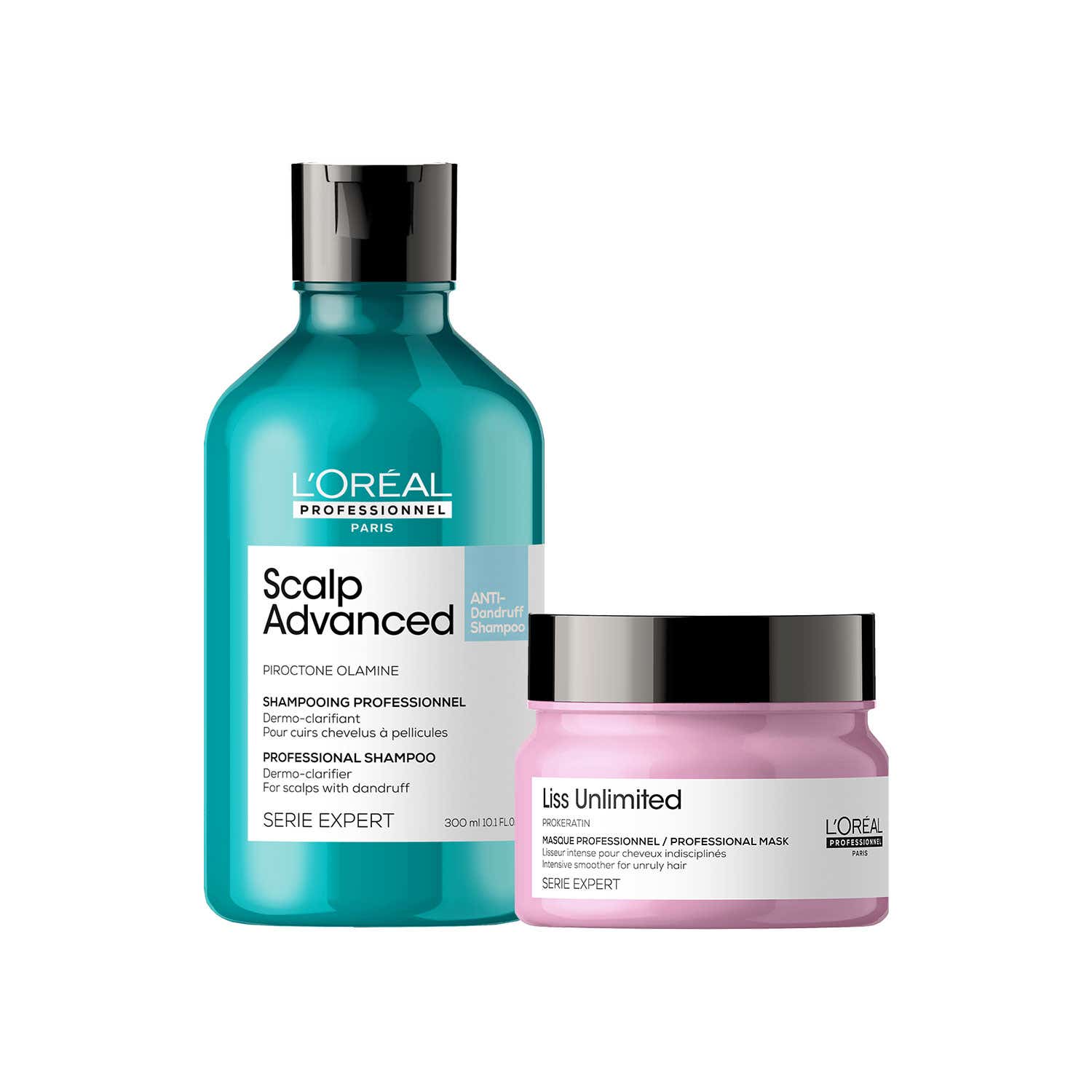 L'Oreal Professionnel Scalp Advanced Shampoo, 300mland Liss Unlimited Hair Mask, 250ml Combo