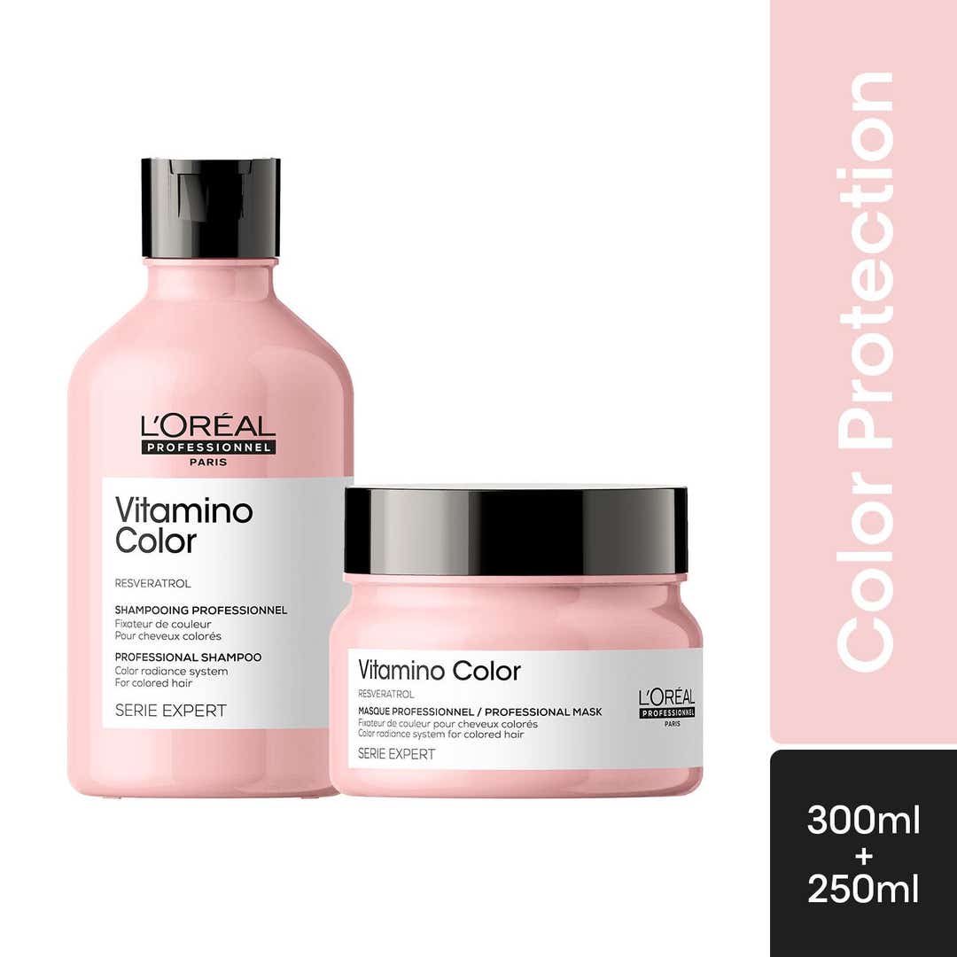 L'Oreal Professionnel Vitamino Color Shampoo, 300ml and Hair Mask, 250ml Combo for Color-Treated Hair