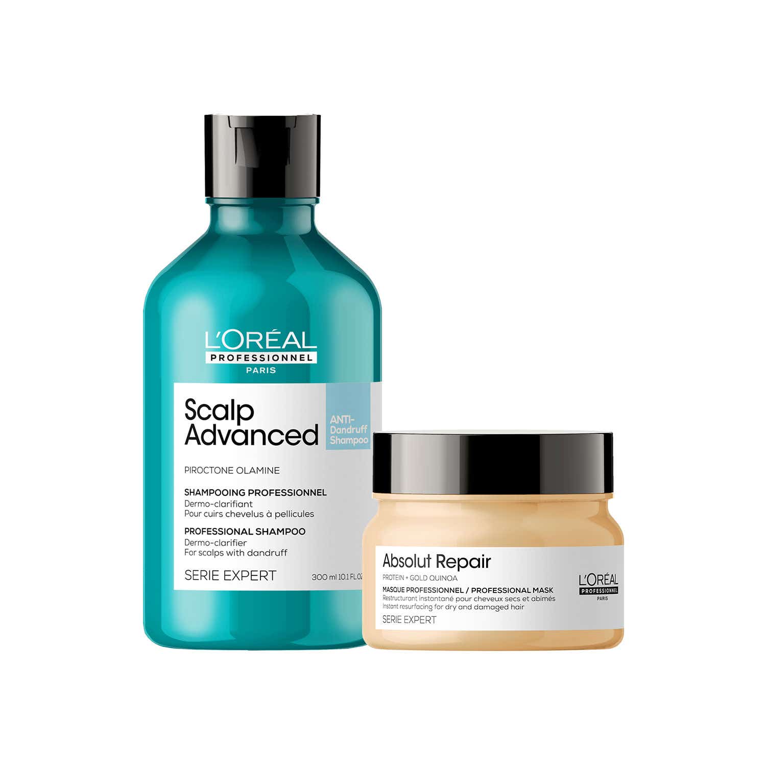 L'Oreal Professionnel Scalp Advanced Anti-Dandruff Shampoo, 300ml and Absolut Repair Hair Mask, 250ml