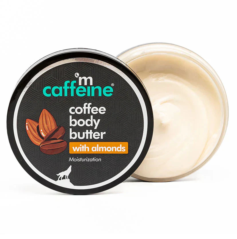 mCaffeine Coffee Body Butter with Almonds for Deep Moisturization & Smooth Skin (100g) - Indicrest