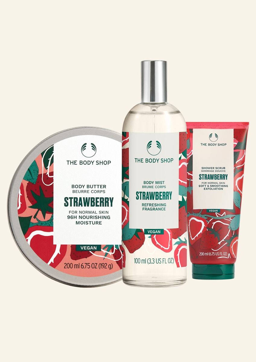 The Body Shop Strawberry Rose Scrub It Set, 3pc