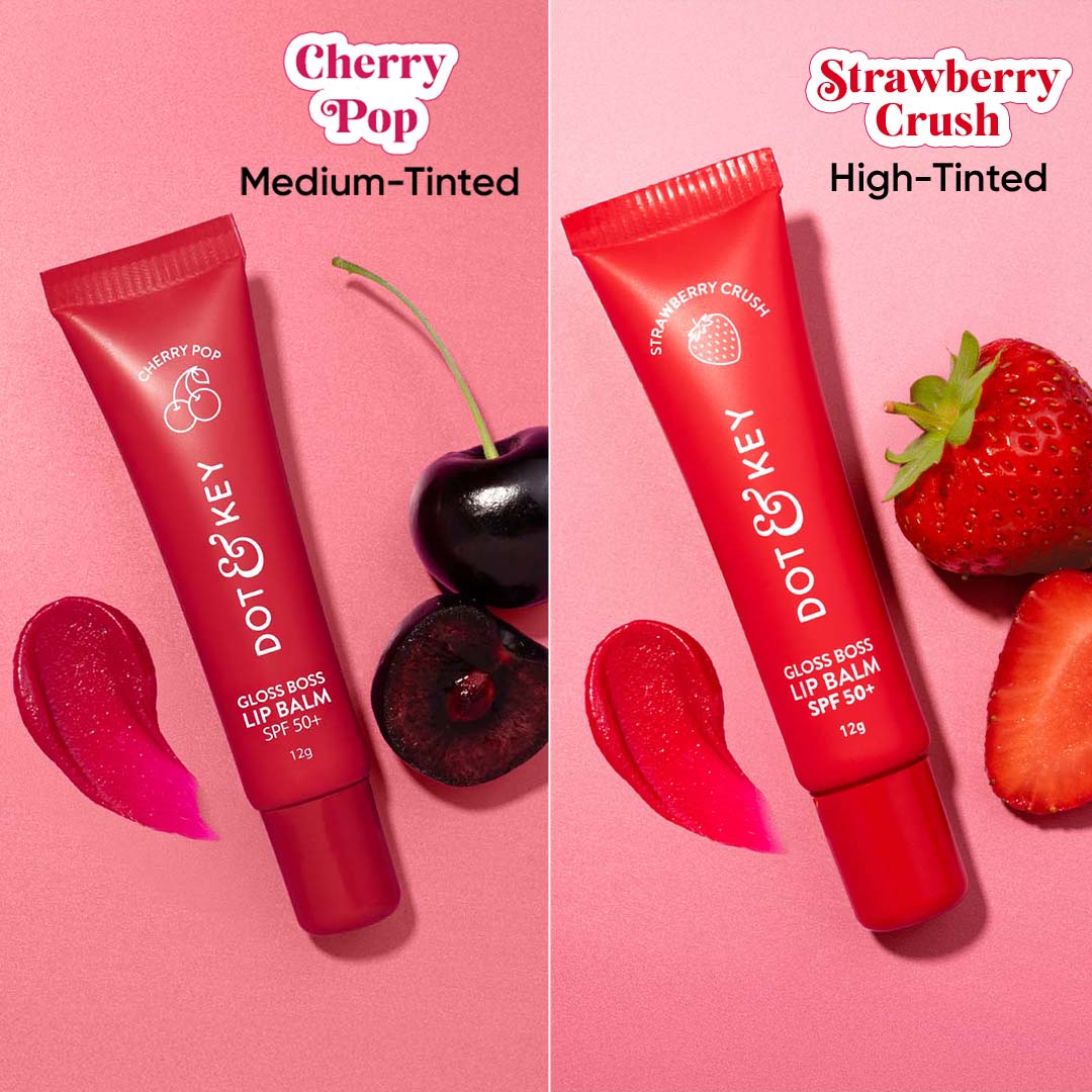 Dot & Key SPF 50+ Vitamin C + E Brightening Lip Balm - Pack of 2, (Strawberry Crush + Cherry Pop)