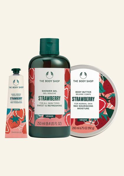The Body Shop Strawberry Rose Scrub It Set, 3pc