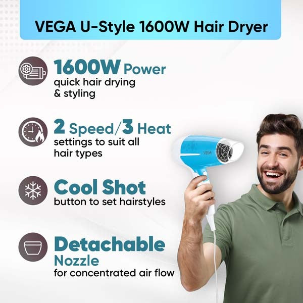 Vega U-Style 1400-1600 Watts Hair Dryer - VHDH-32