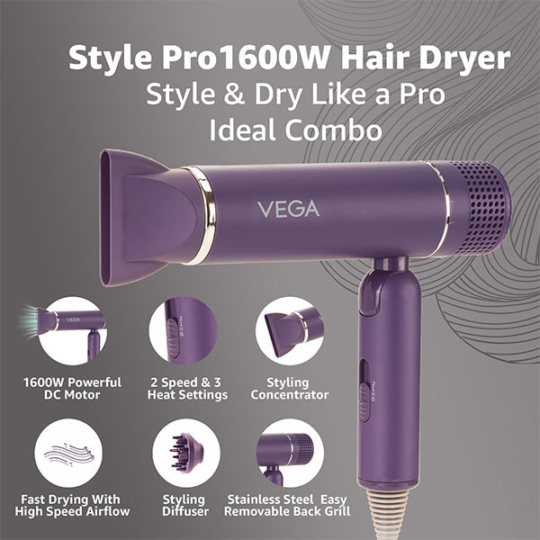Vega Style Pro 1400-1600 Watts Hair Dryer - VHDH-30