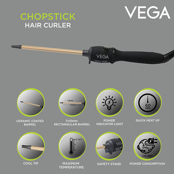 Vega Chopstick Hair Curler (7X10MM Barrel) - VHCS-01