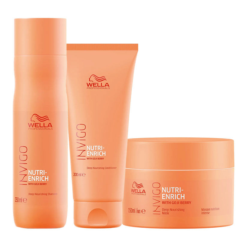 Wella Professionals Invigo Nutri Enrich Mask, 150ml, Shampoo, 250 & Conditioner, 200ml Combo for Damaged Hair, 3 pieces Buy at Indicrest